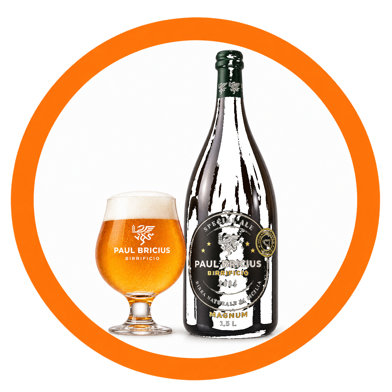 Bottiglia Magnum da 1,5 L e calice della birra Paul Bricius Special Ale