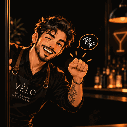 Il barman VÈLO entra, fa flair e ti fa i complimenti.