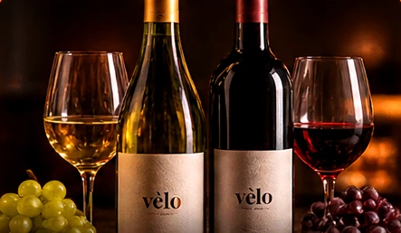 Due bottiglie di vino rosso e bianco